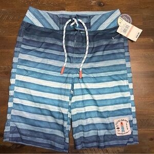 Lucky Brand boys blue striped board shorts swim trunks